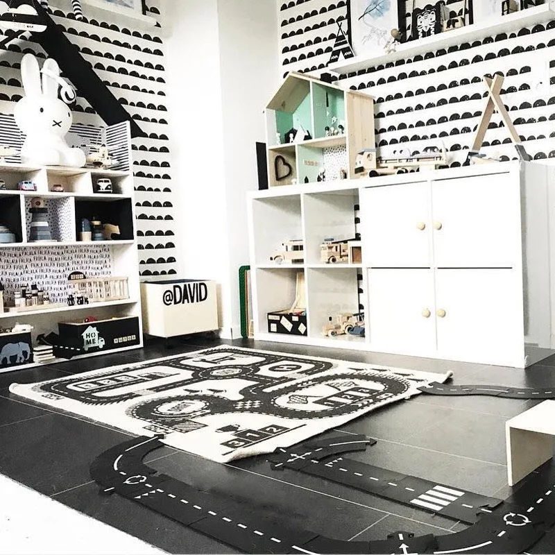 
Organic cotton fabric eco-friendly baby care carpet railway designer kids play mats 