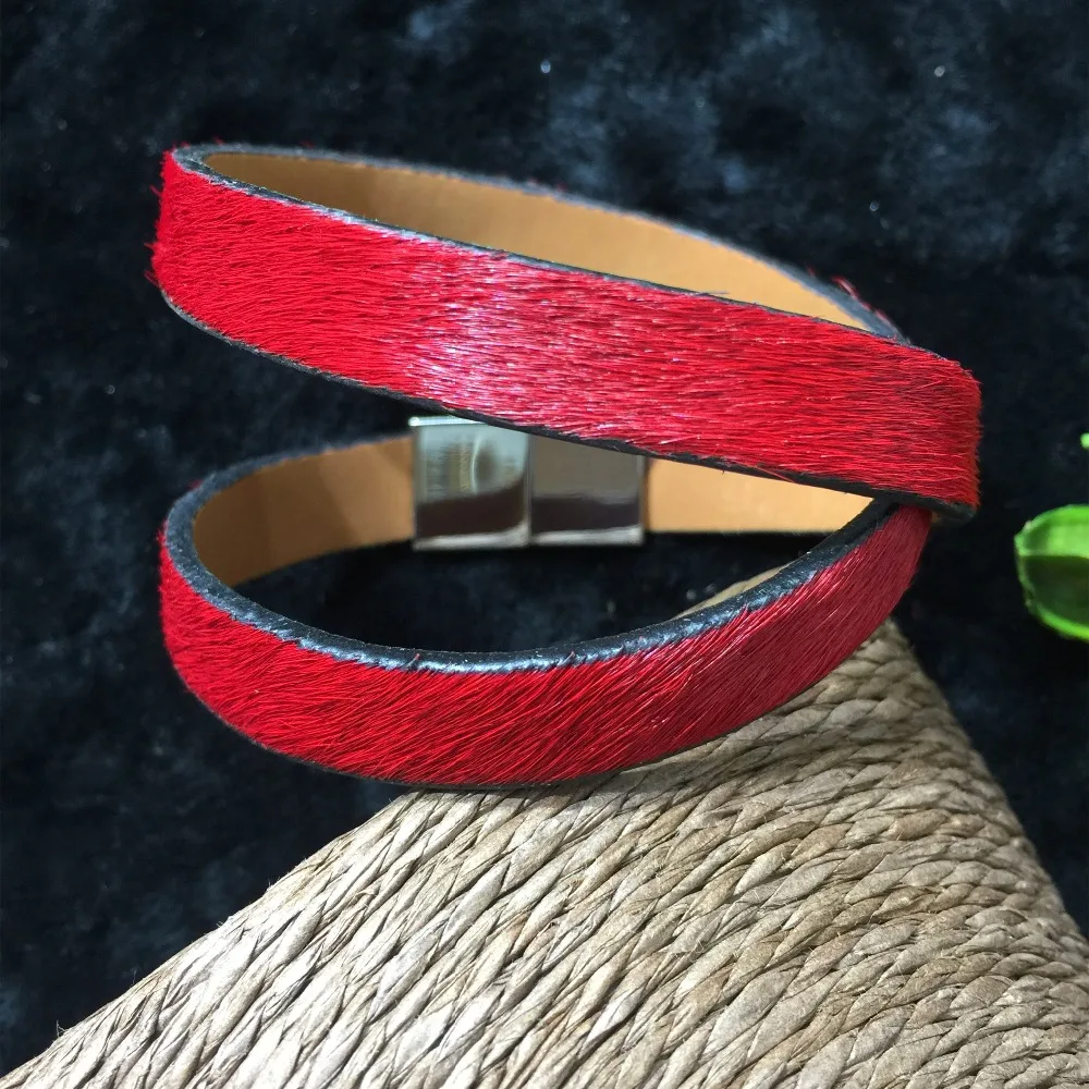 
Leopard Print Horse Hair Thin Truth Leather Handmade Bracelet 
