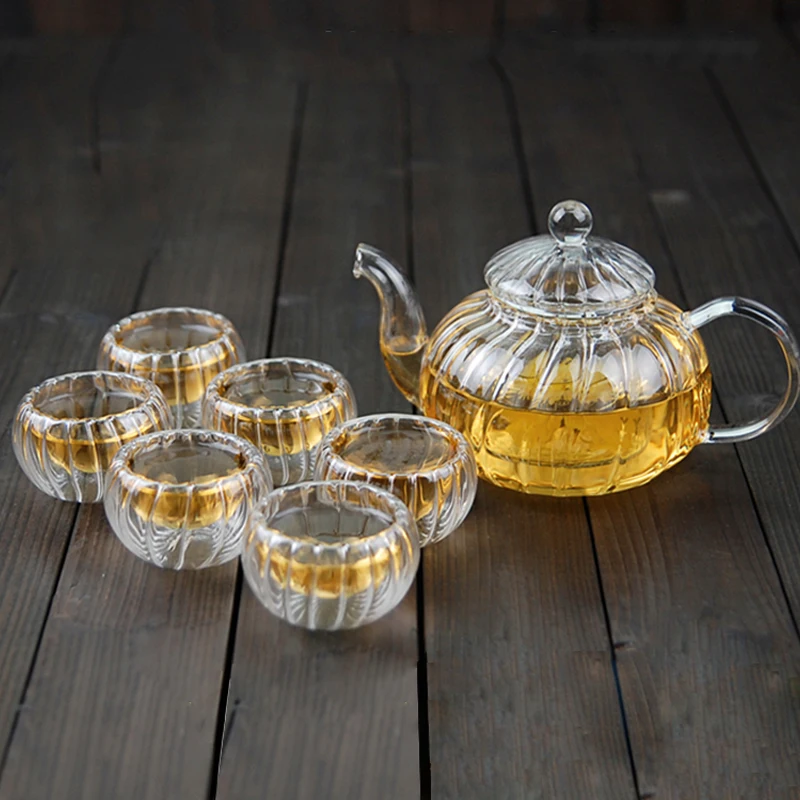 High Quality 500ml Pyrex Borosilicate Glass Teapot Set Clear Small Manual Coffee Tableware Multiple Including Traditional Modern