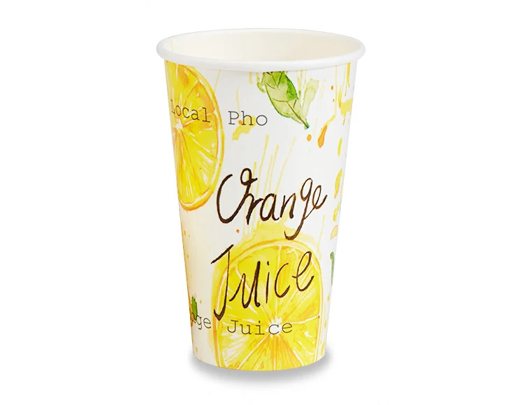 24ozB disposable cold drink quality single wall paper cup with custom logo