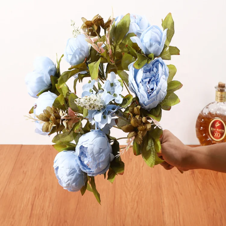 
13 Forks European Heart artificial peony flower bouquet for home decoration 