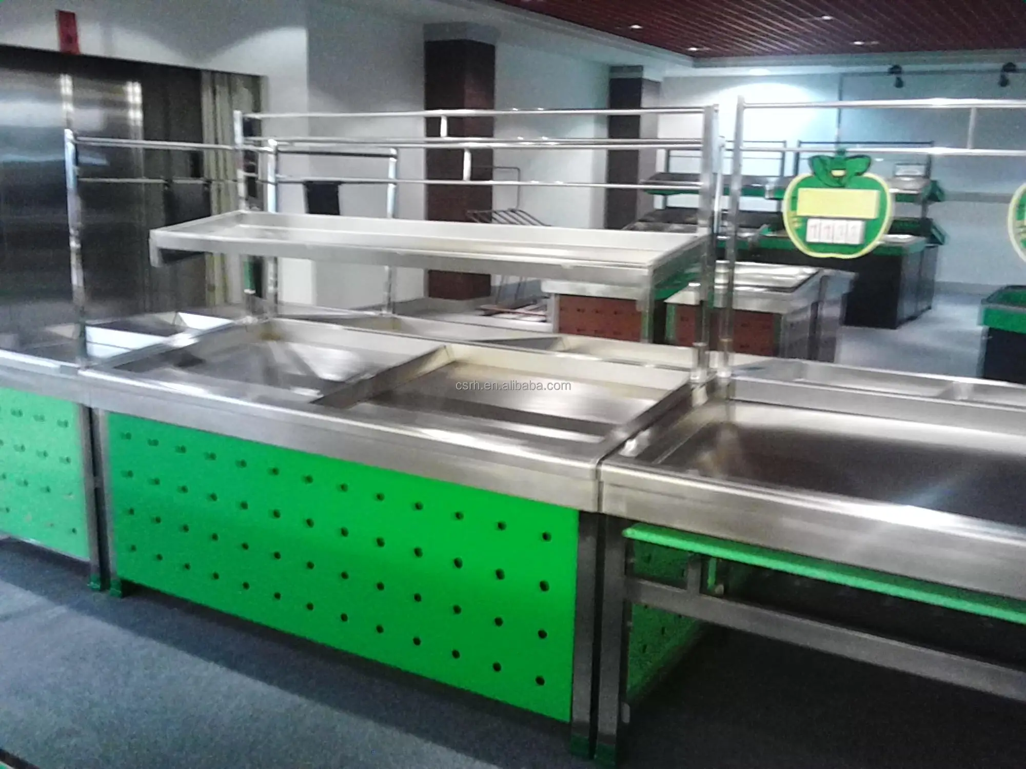 RH-VF-S5 2000*900*1500mm one layer stainless steel fruit and vegetable shelf