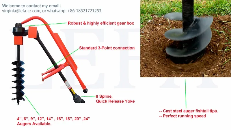 Tractor attached mini soil earth auger post hole digger for tree planting