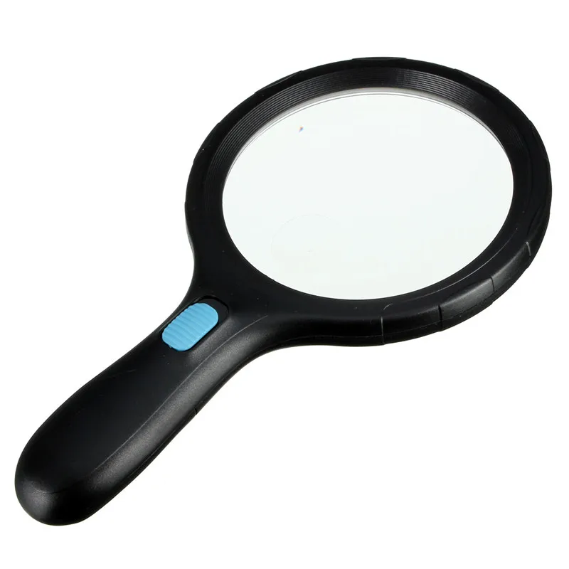 138 мм очень большой объектив Ручной Лупа, украшенное мозаикой из драгоценных камней, 12 led свет