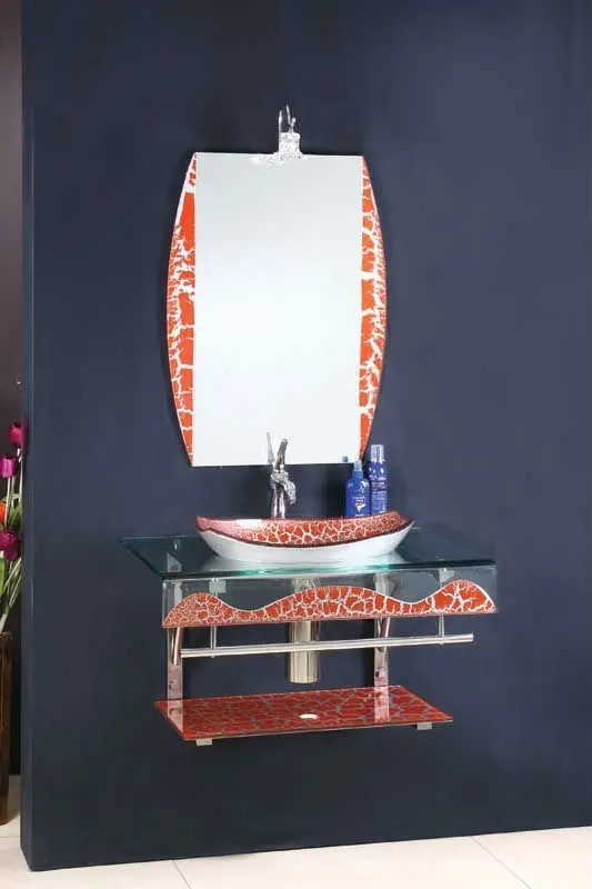 ENTOP Basin Set Colored Tempered Glass Stainless Steel Frame with 10-12 Mm Eco-friendly Graphic Design Modern Marble Single Hole