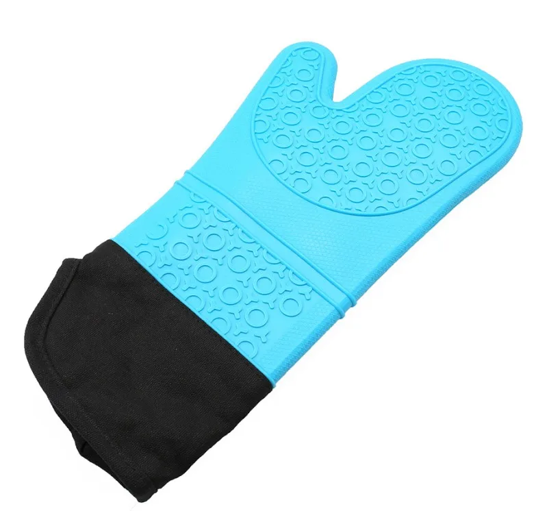 Amazon Hot Selling Heat Resistance  Non-Slip Textured Grip Silicone Oven Mitts Cooking Gloves -180g