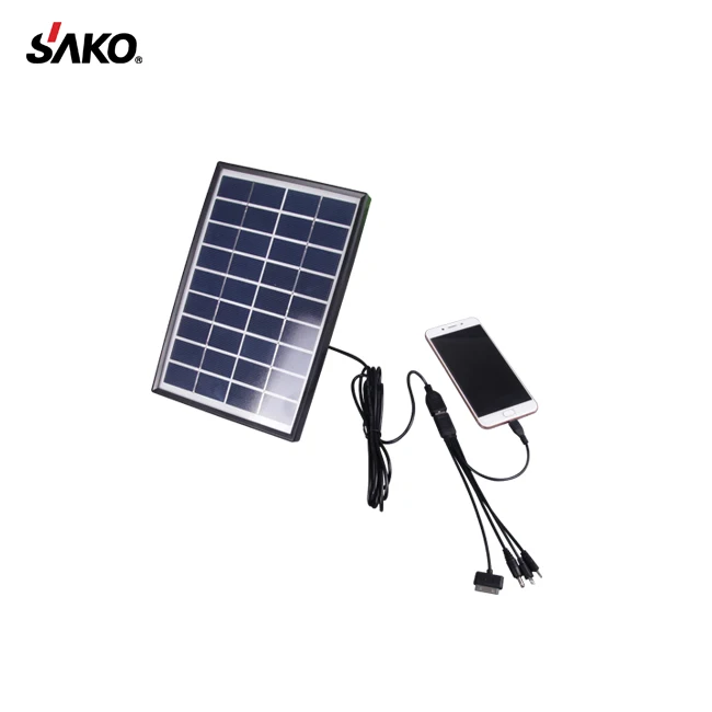 SAKO Hot sales Africa 5W 6V solar panel battery phone mobile charger with solar power charger for cellphone