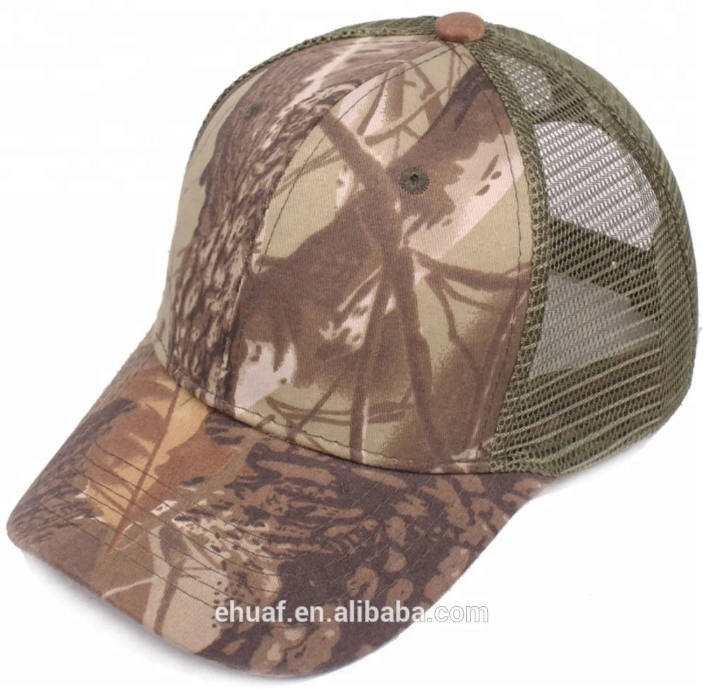 Wholesale snap back forest camo mesh baseball cap blank real tree camouflage trucker hat cap