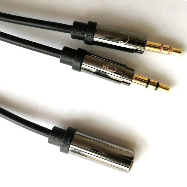 3.5mm Female to 2 Dual Male Headphone Mic Audio Y Splitter Cable Adapter