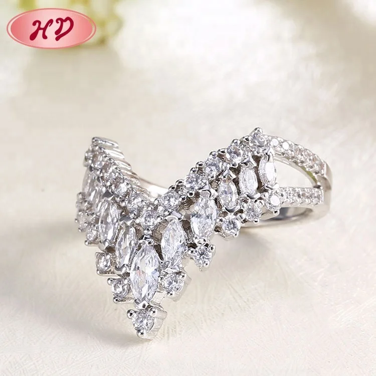 Wholesale Fashion White Gold Cubic Zirconia King Crown Rings For Women Jewelry