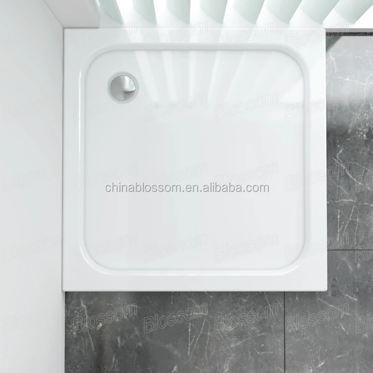 Black Square Removable Abs Resin Fiberglass Freestanding Tray Cheap Custom Acrylic Shower Base