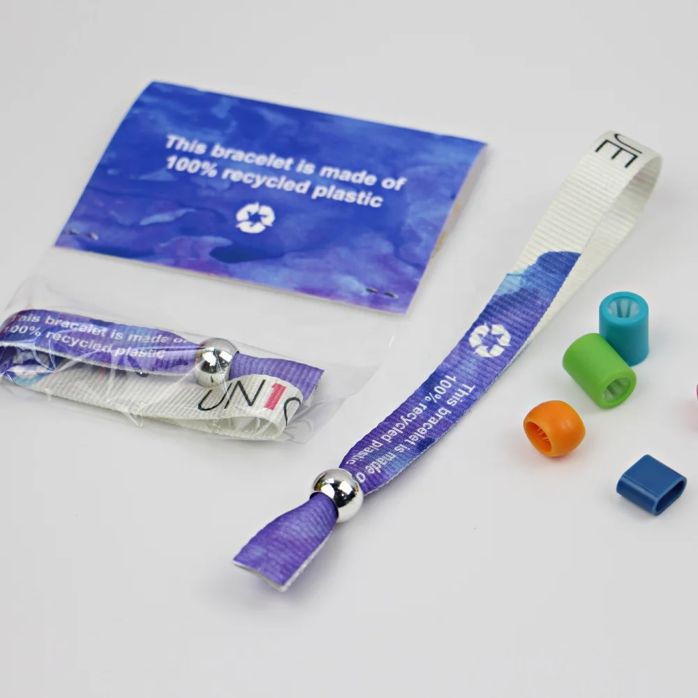 
Eco friendly recycle RPET wristband with custom logo printing 