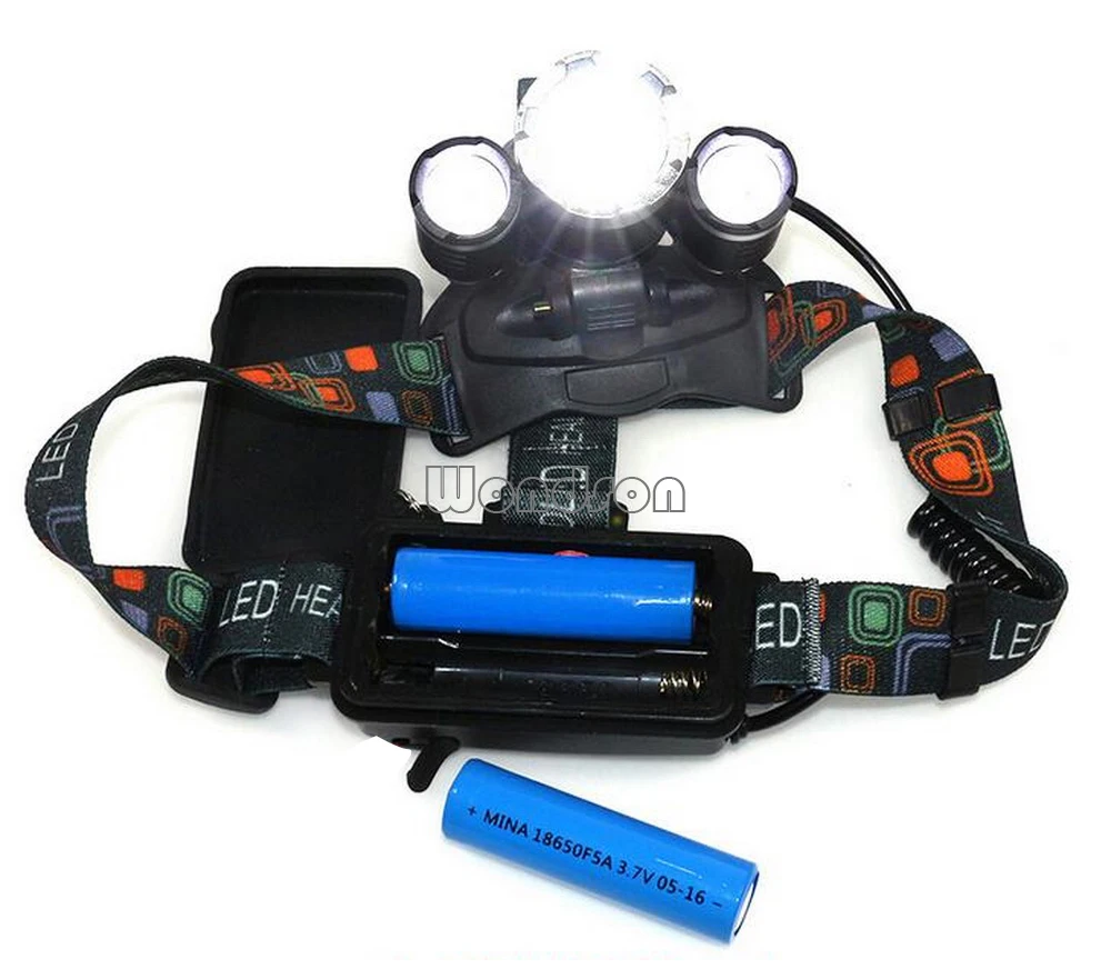 5000 Lumens 3 x White LED Rechargeable Head Torch Headlamp Lamp