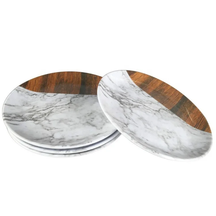 Super thick top grade ceramic like unbreakable marble melamine dinner plate