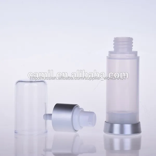50 мл белый пластик безвоздушного насоса косметической пустые бутылки для ухода за кожей