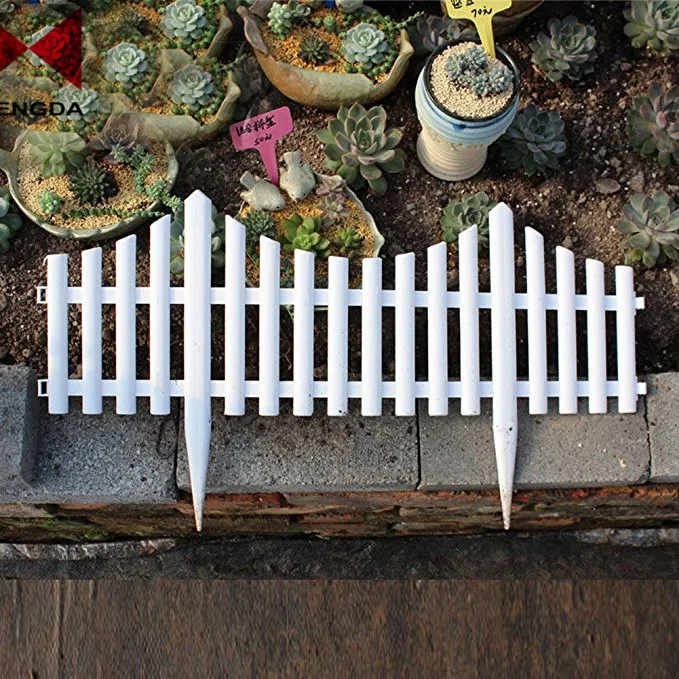 
Set of 4 Plastic Wooden Effect Lawn Garden Border Edge Edging Plant Picket Fencing Interlocking Panels for Flowerbeds 