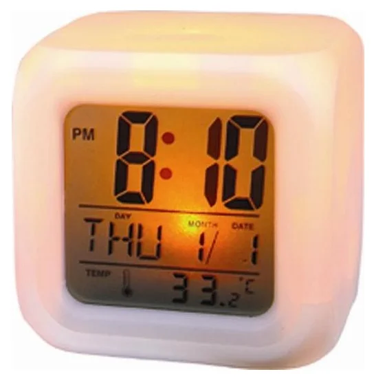 colorful light cube digitals alarm clock with calendar