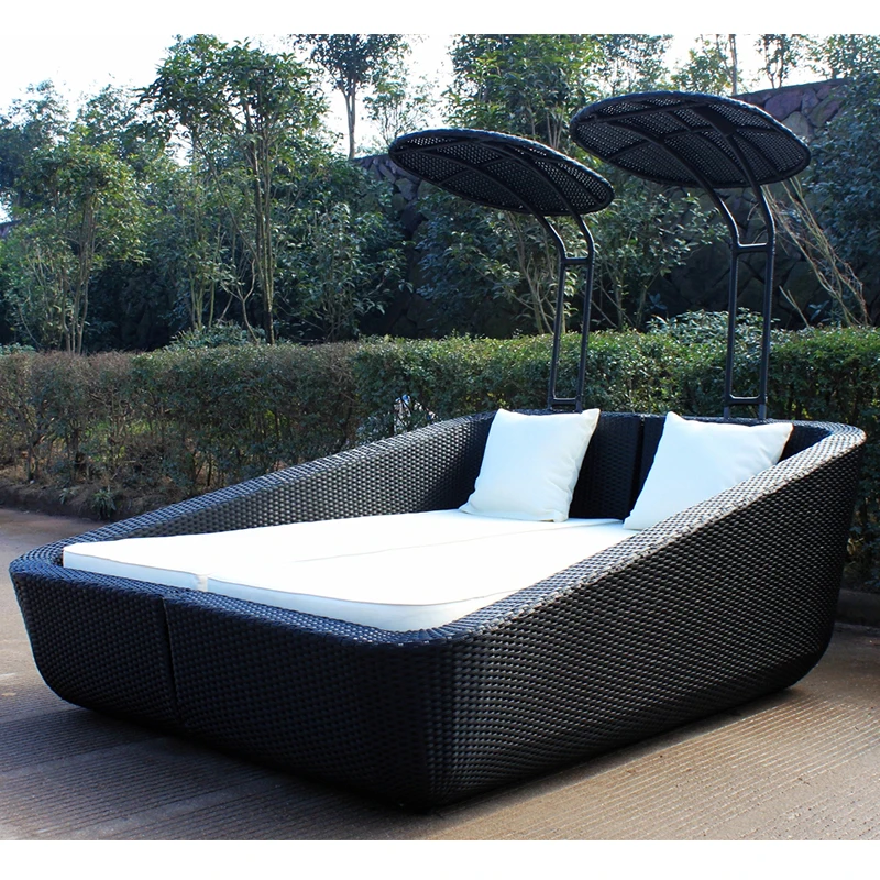 
HDPE rattan wicker double sun lounger 
