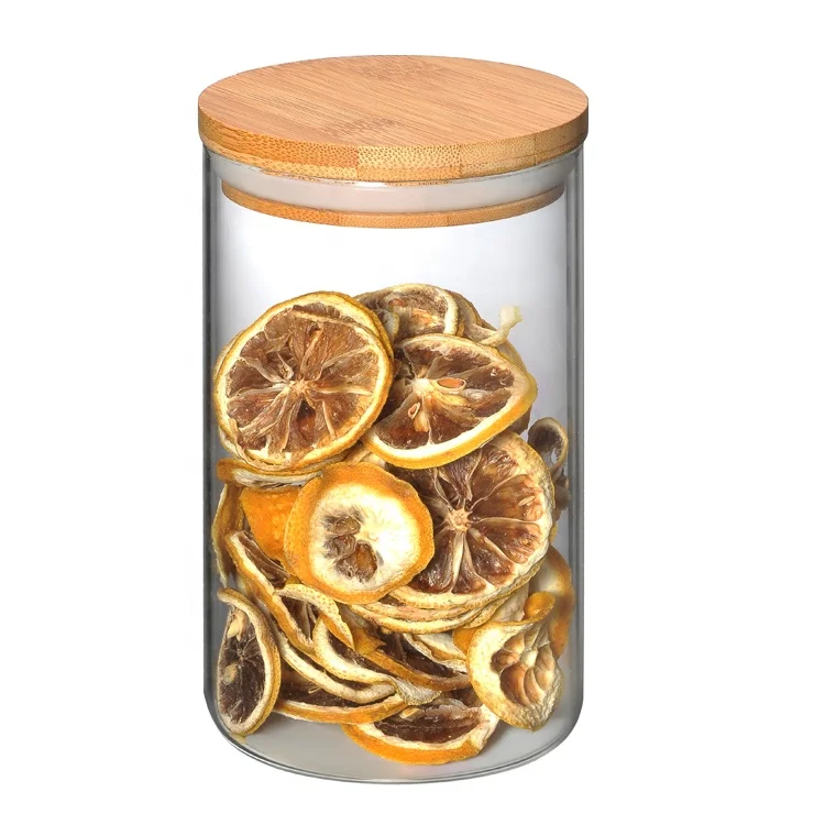 
promotion food grade transparent borosilicate glass food storage jar with lid 