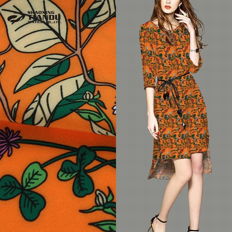 New products fashion woven dubai dress african print chiffon fabric floral printed