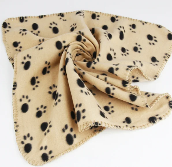 Cute Dog Bed Paw Print Soft Warm Fleece Pet Blanket Cat Mat Puppy Bed Sofa Pets Towel 60*70cm