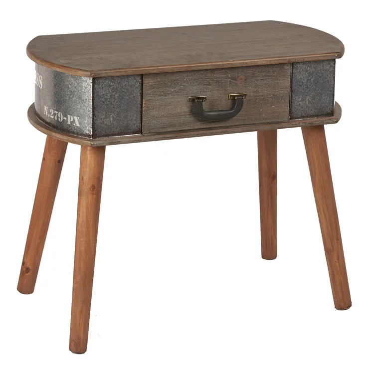 Консольный стол из массива дерева в промышленном стиле