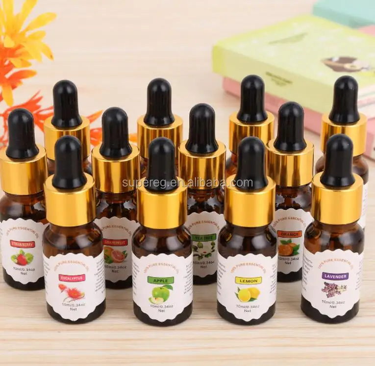 
100% natural 12 Scents esesntial oil sets 10ml Diffuser Essential Oil With Dropper Bottle 