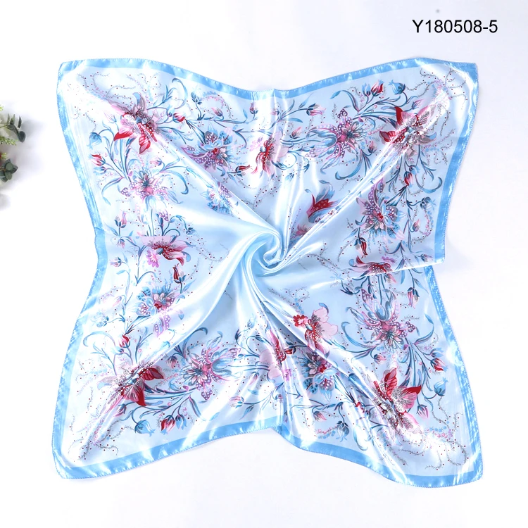 women headwrap 90x90cm luxury various printing square silk satin scarf