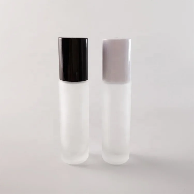 10ml clear frosted glass roll on bottle with metal roller ball roll on perfume bottle
