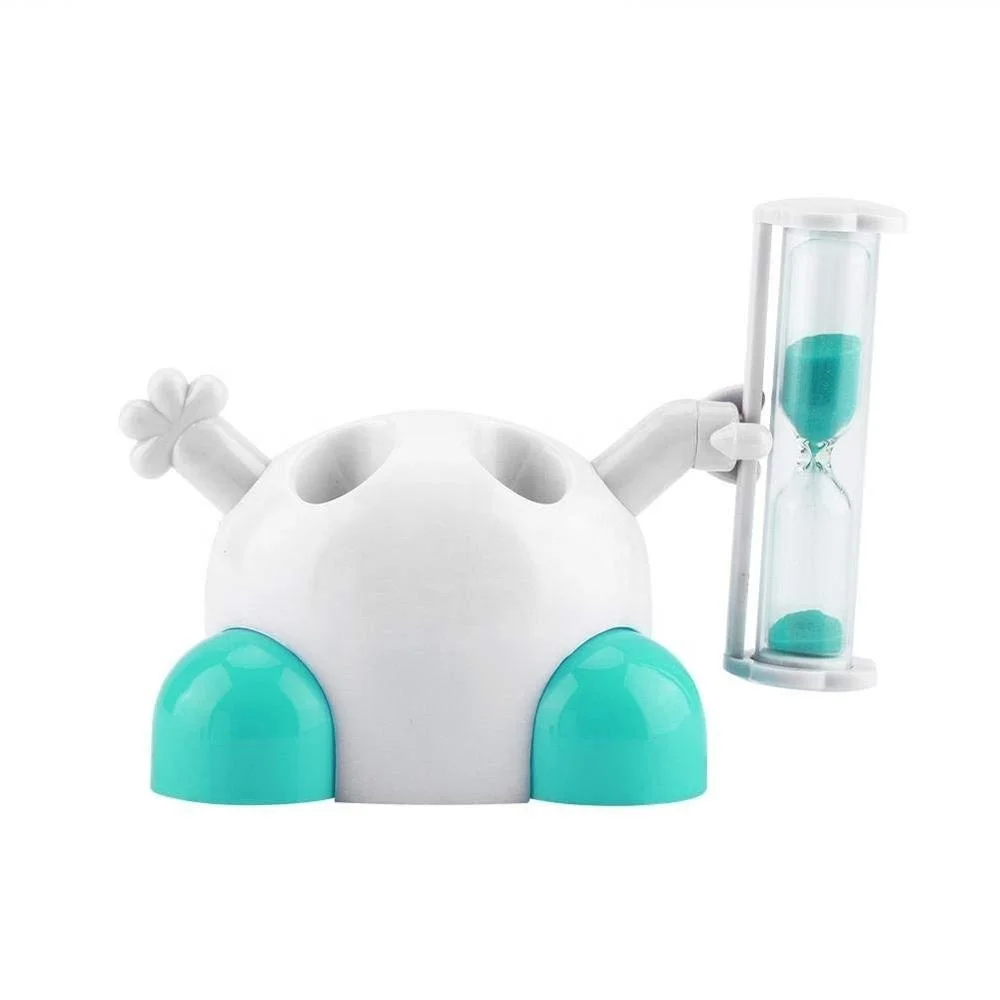 2023 New Arrivals Bathroom Cute Cartoon Animal Design ABS Plastic Toothbrush Holder for Kids with 3-minute Hourglass Sand Timer