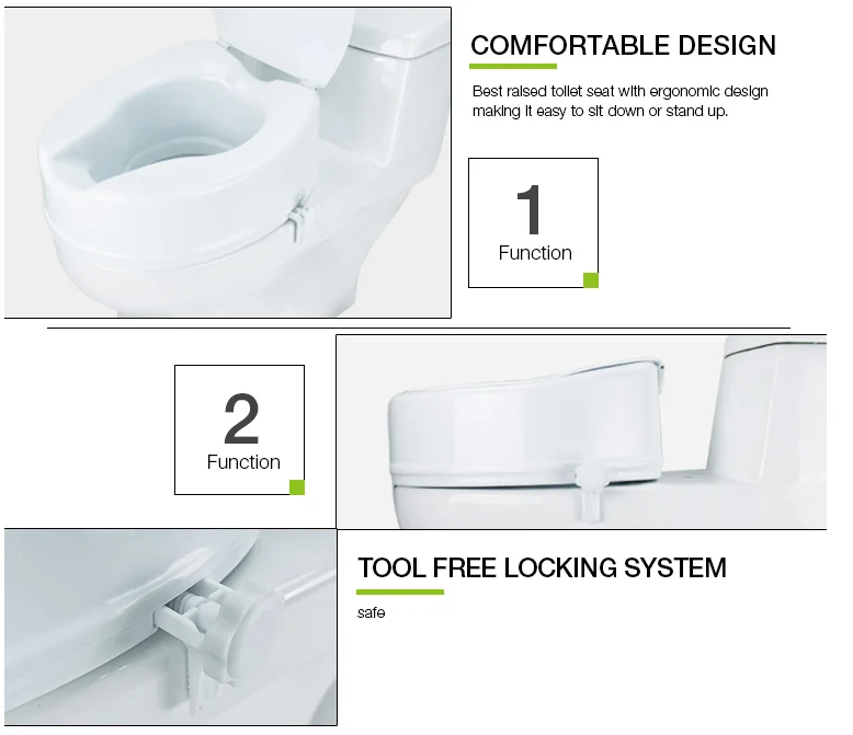 
Factory Supply Plastic White Raised Toilet Seat With Lid 