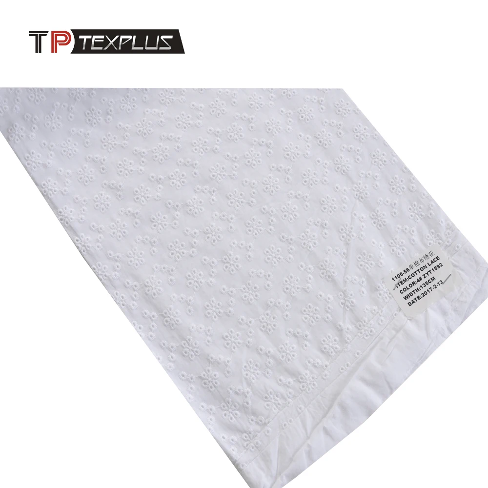 High quality 100% cotton white cut work embroidery cotton lace fabric