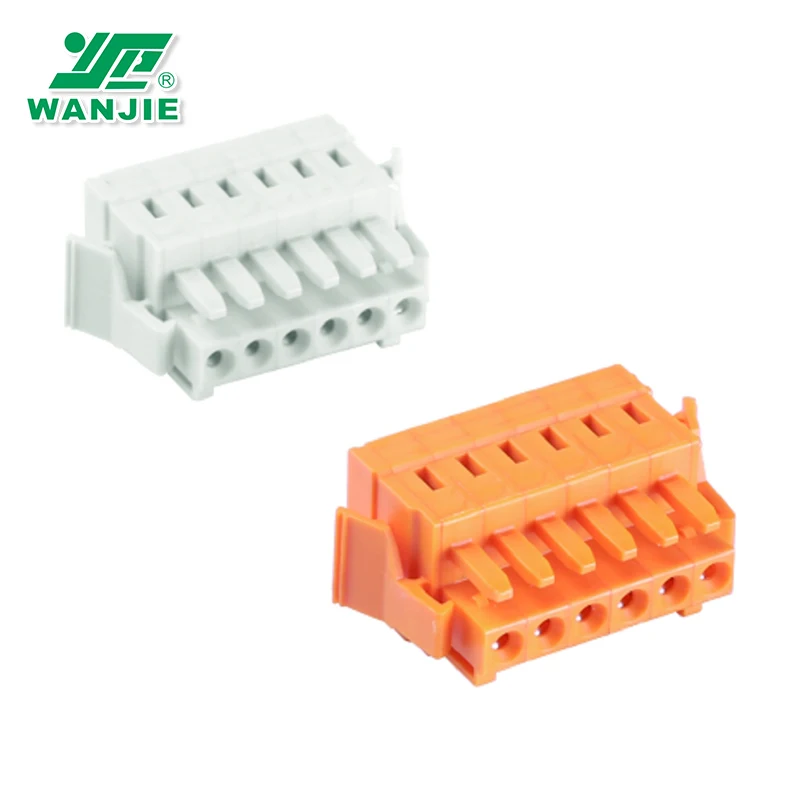 Wanjie 3.5mm pitch Multi connection system female connectors with  terminal block with fixing flanges WJ0201-02