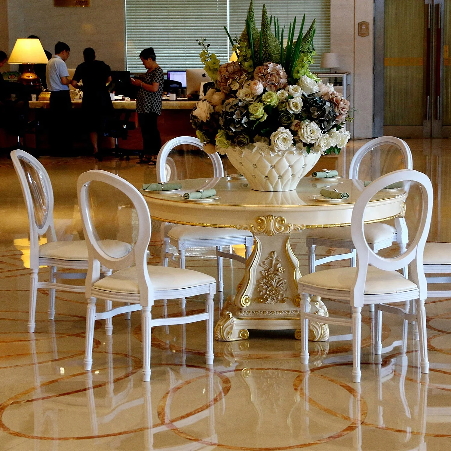 white luxury resin stackable louis wedding banquet chair