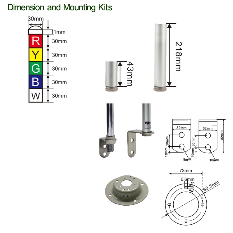 K25 K30 25mm 30mm 12V 24V 100-240V mini  led signal tower light