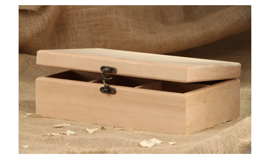 Деревянная коробка для чайных пакетиков ручной работы