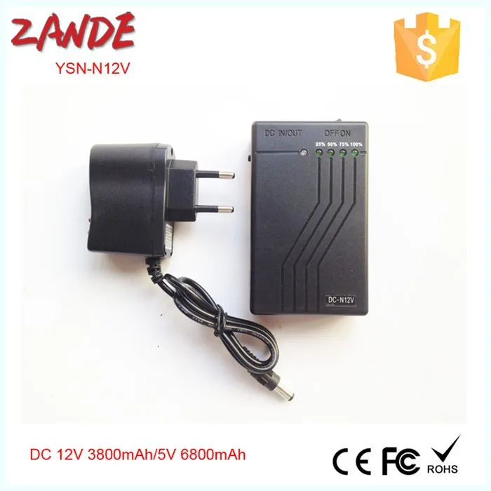 Wholesales Super Mini YSN-N12V DC 12V 3800mAh/5V 6800mAh black case recharge li-ion battery for lan router
