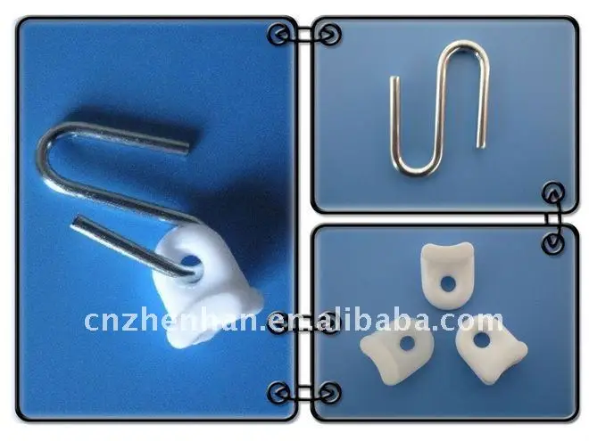 curtain hooks-Iron galvanized steel hanger with white plastic awning components