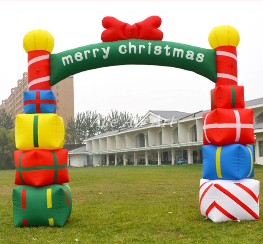For Christmas holiday party decoration giant custom logo inflatable arch with gift boxes/inflatable western Christmas decoration
