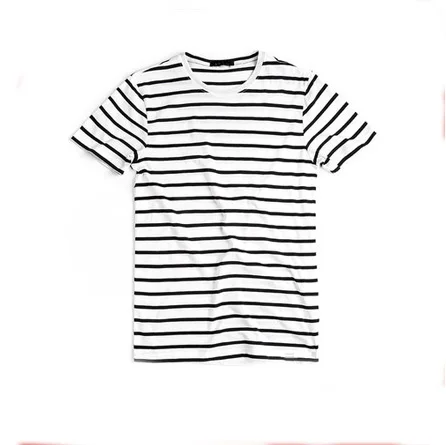 
Fashion black and white stripe t-shirt 100% cotton printing custom high quality seamless shirts wholesale 