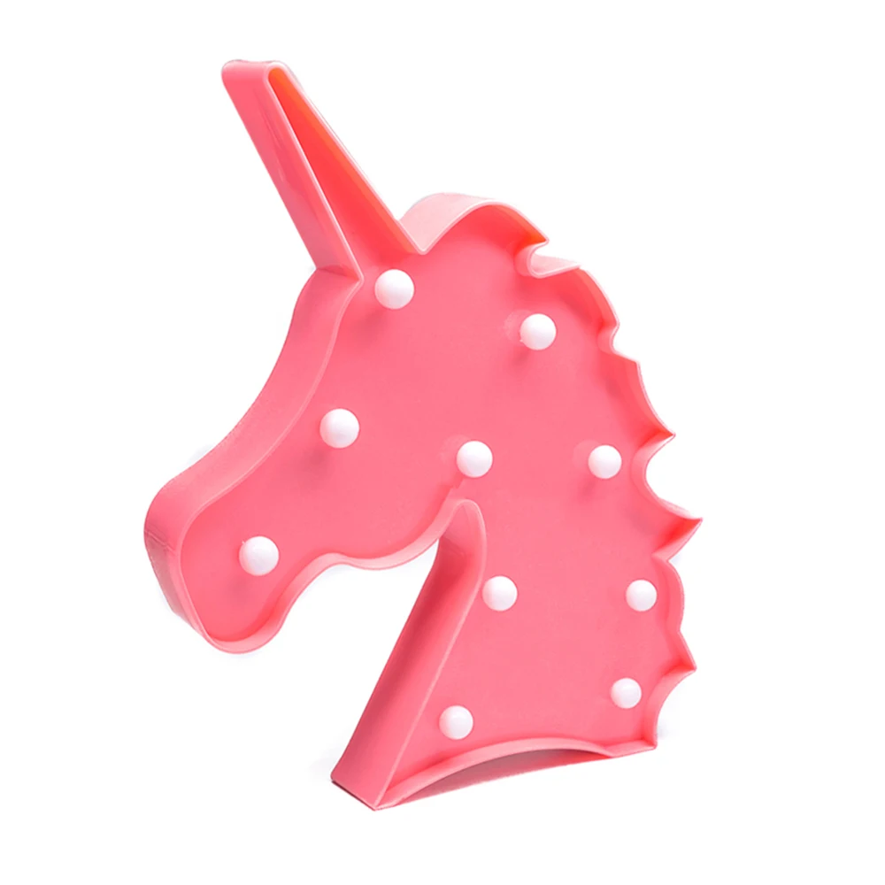 Hot Sales Holiday Gifts Lamp Pink Unicorn Shaped Popular Battery Operated Led Night Light For Home Decoration Sign