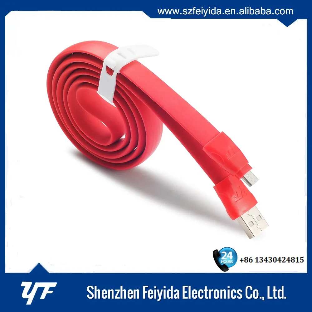 Оптовая красочные micro usb-кабель, плоским android для samsung