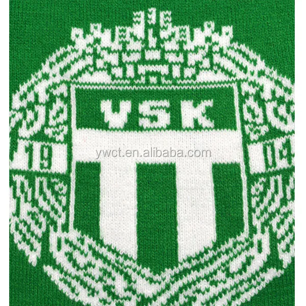 Customized Cheap Green White Color Jacquard Promotion Bar Sports Fan Football Scarf