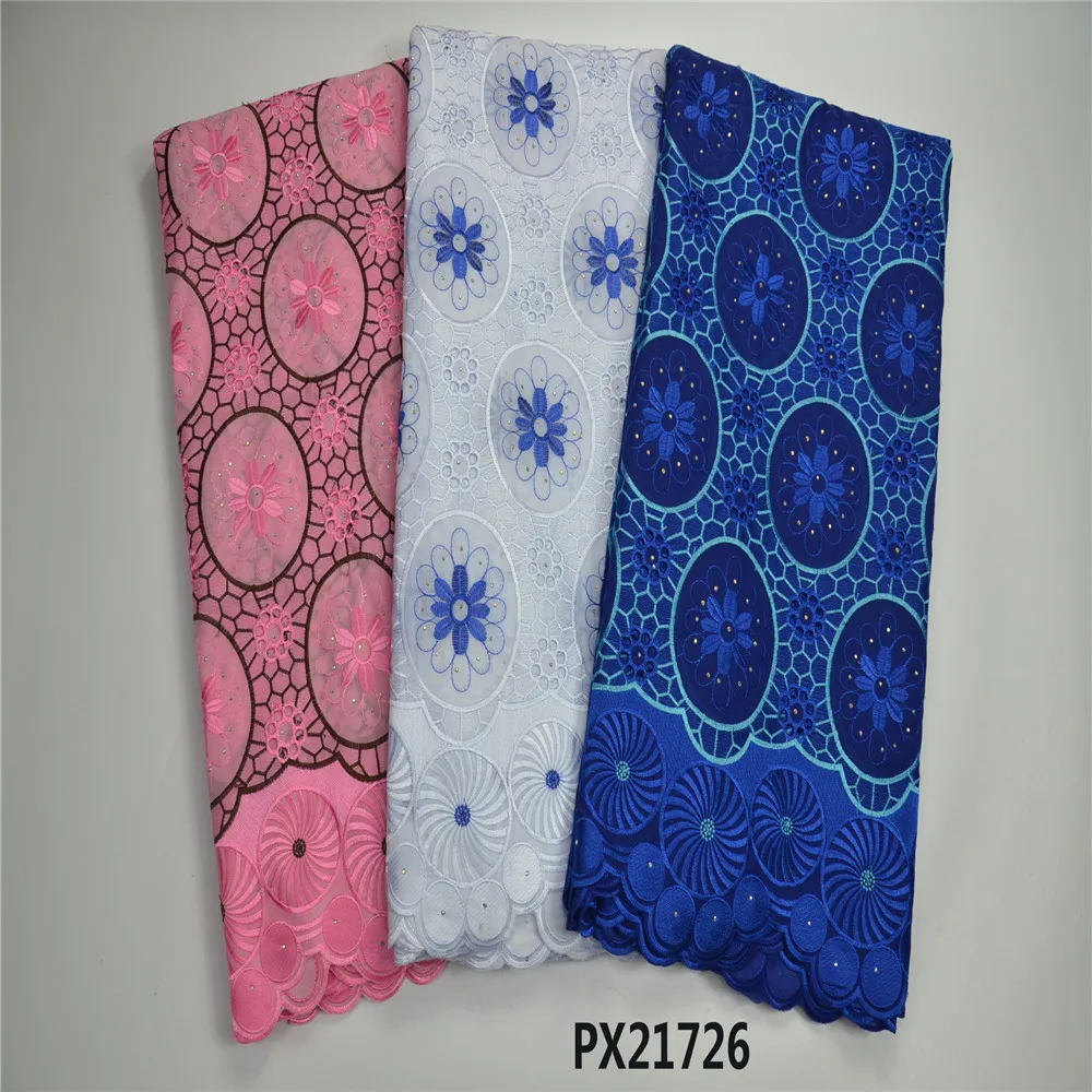 PX21726-3 high quality pink color african lace fabrics online shopping mail swiss voile cotton fabric