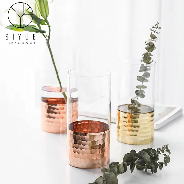Wholesale New Nice Glass Vase Gold Flower Vase for Home Decoration and Wedding  1911