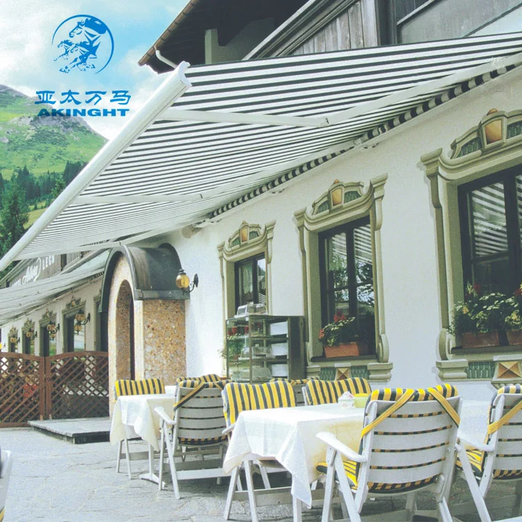 Outdoor waterproof retractable motorized sunshade terrace awning