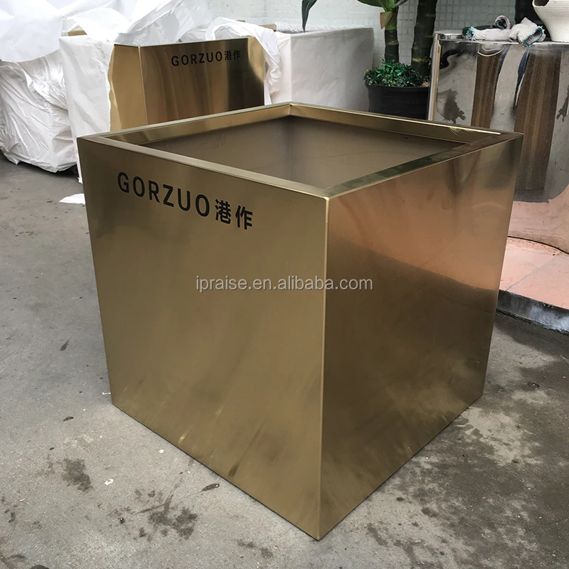 Home Decor Flower Vases Metal Gold Large Indoor Flower Pots / square planter boxes / flowerpot
