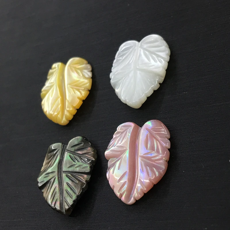 12*14mm Natural pink flower leaf shape carved mother of pearl engraved good quality loose gemstone shell jewelry
