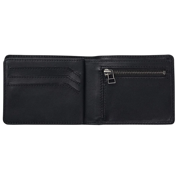 China Wholesale Full Grain Genuine Leather Mens Slim Wallet With Zipper Coin Pocket