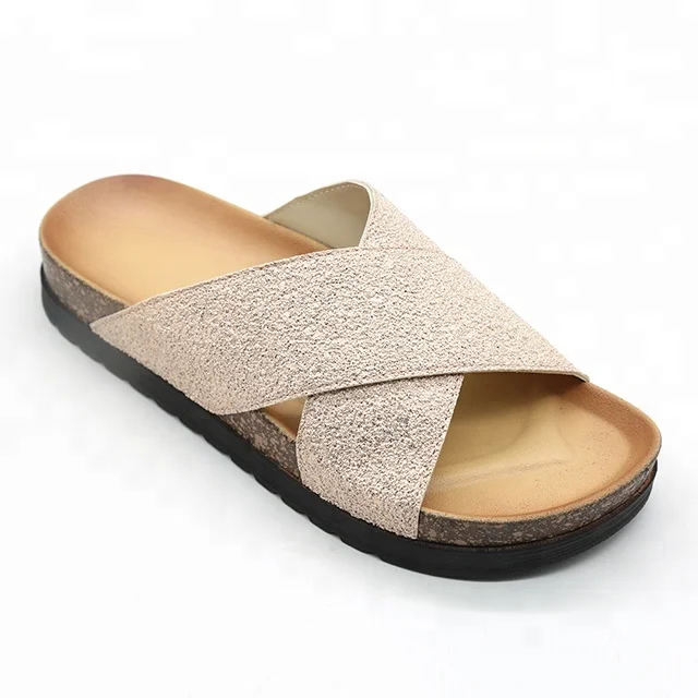 Fancy Bling Bling Upper PVC Slippers Shoes For Women Platform Sandals Ladies Cork Sole Slide Sandals